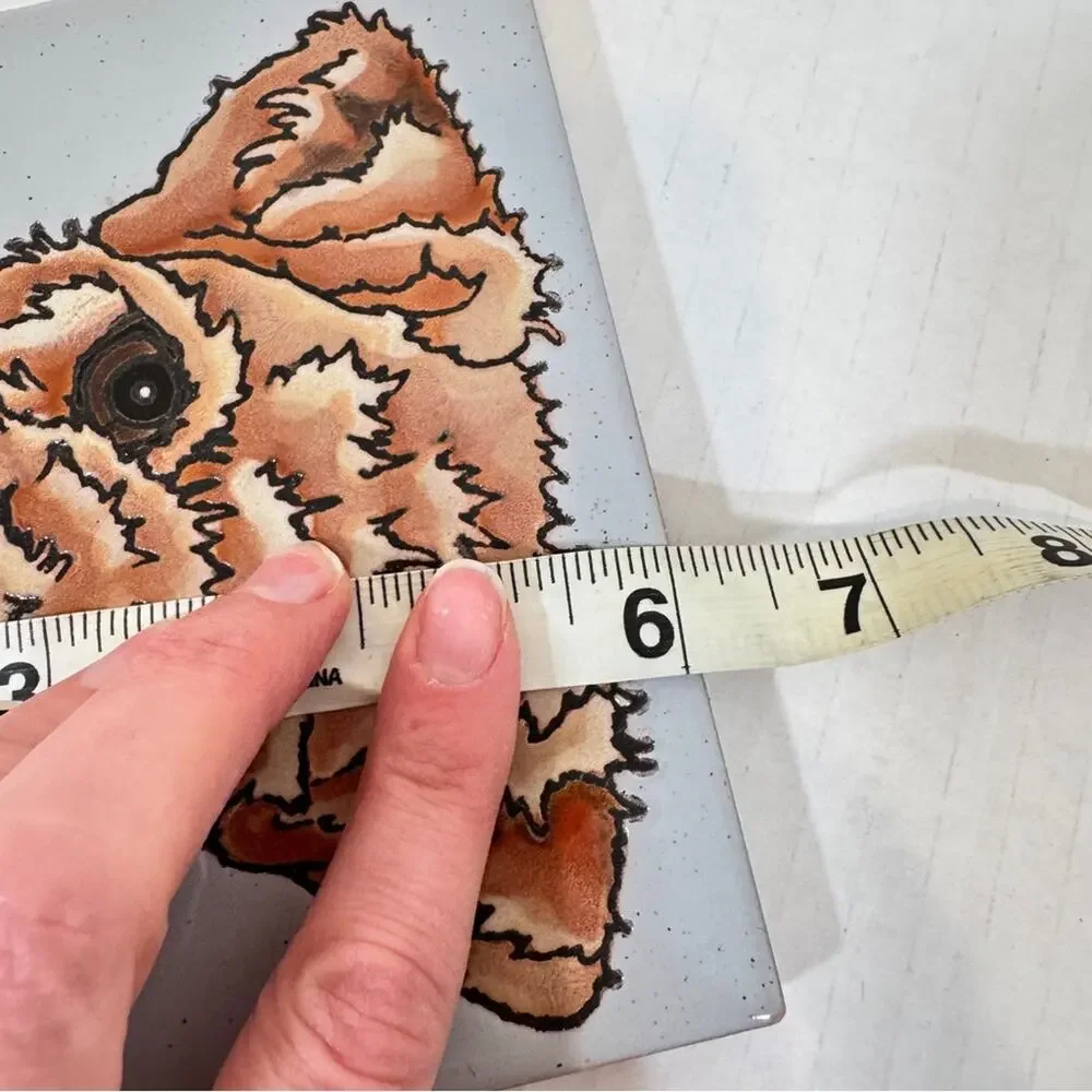 Hand Painted Pumpkin Tile Airedale Terrier Dog 6x6 Trivet Kitchen